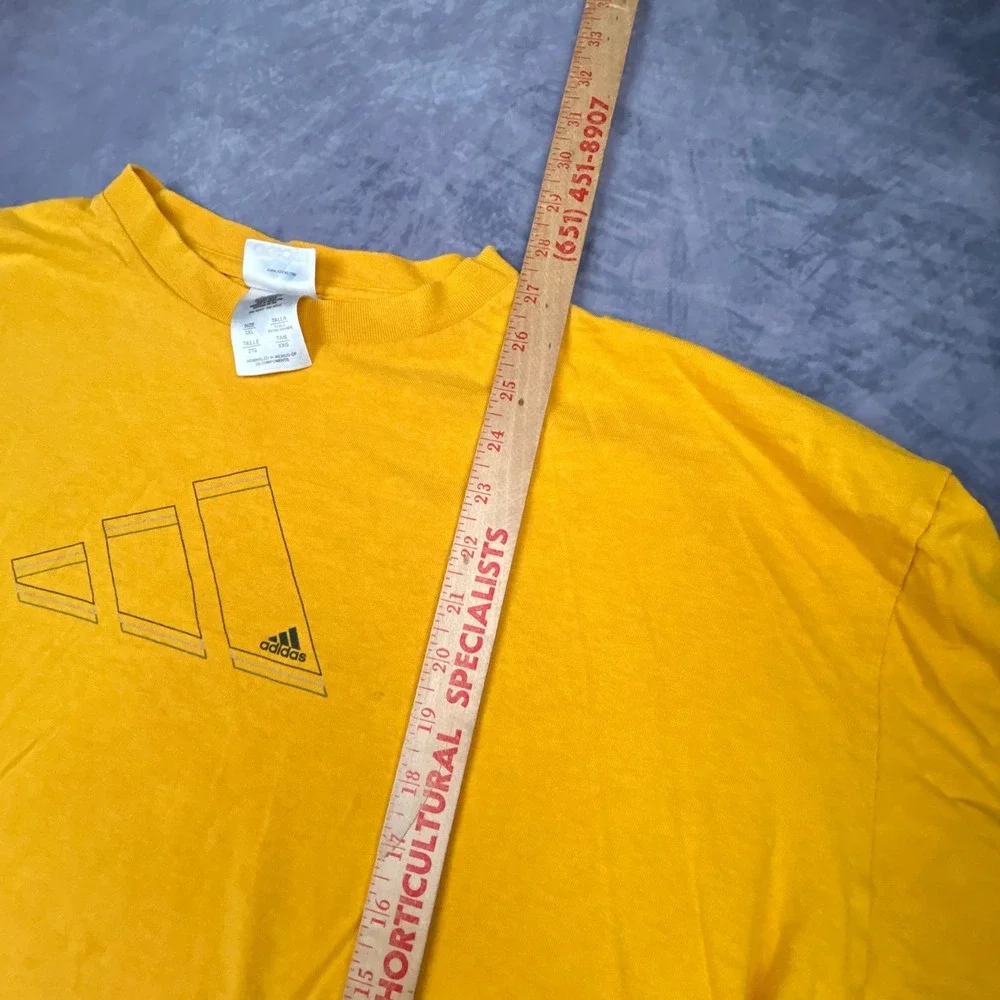 Vintage 90s Adidas Long Sleeve T-Shirt Yellow Boxy Skater Streetwear 2XL